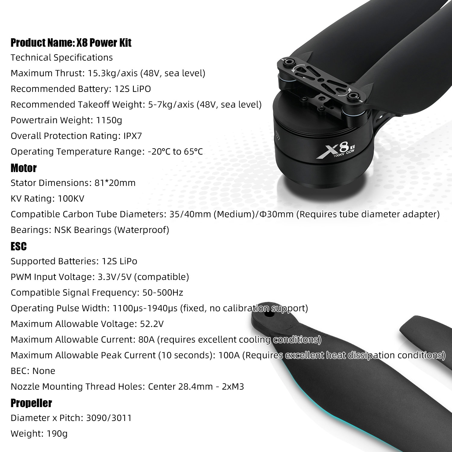X8 Power System Kit: 100KV Mot – Drone Kit Heavy Lift recenzja i cena